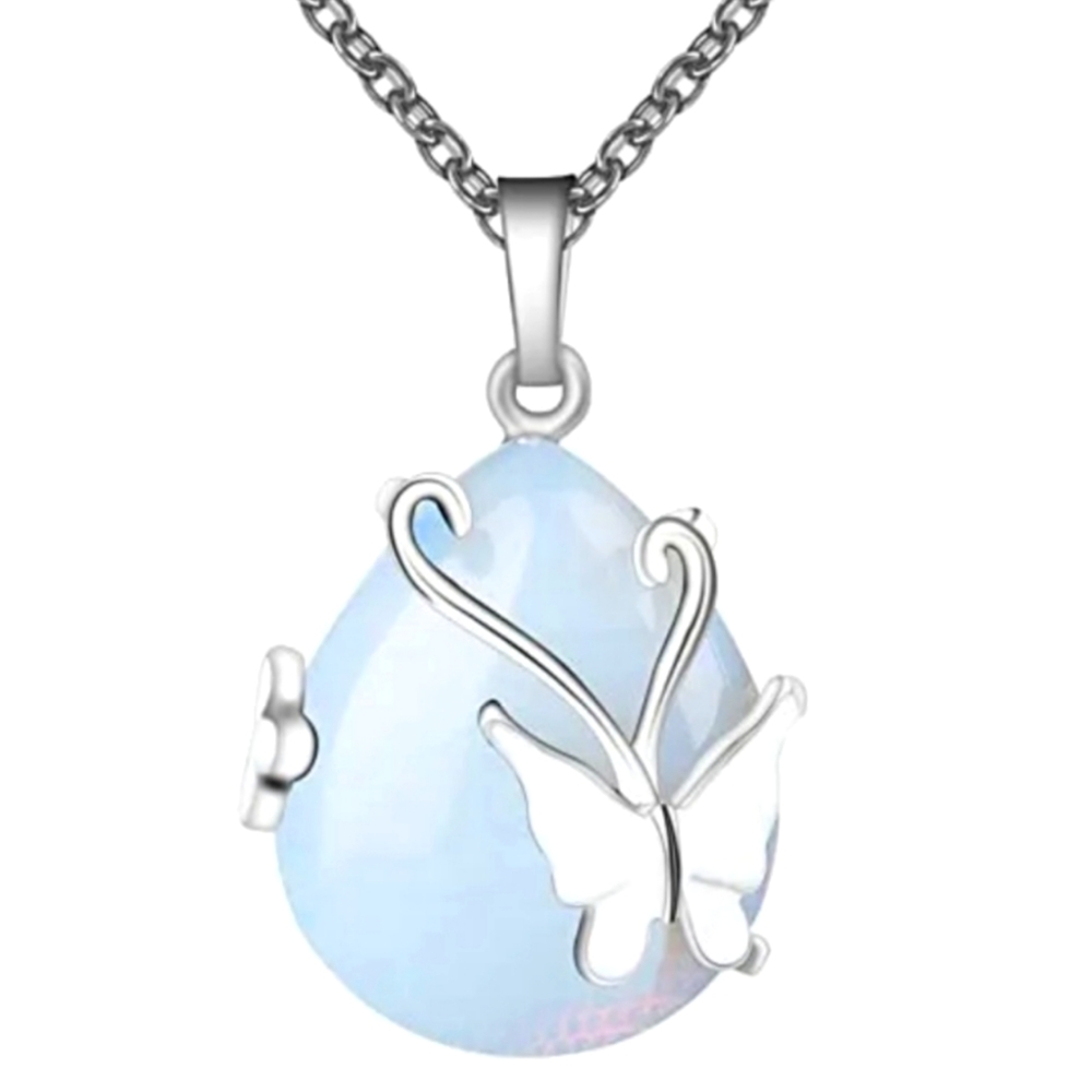 New Butterfly Opal Water Drop Necklace